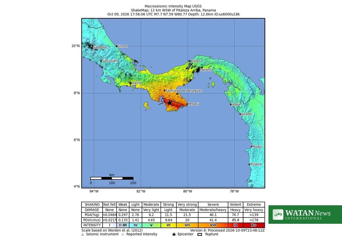 Magnitude 7.7 Earthquake Strikes Southern Panama, Buildings Collapse