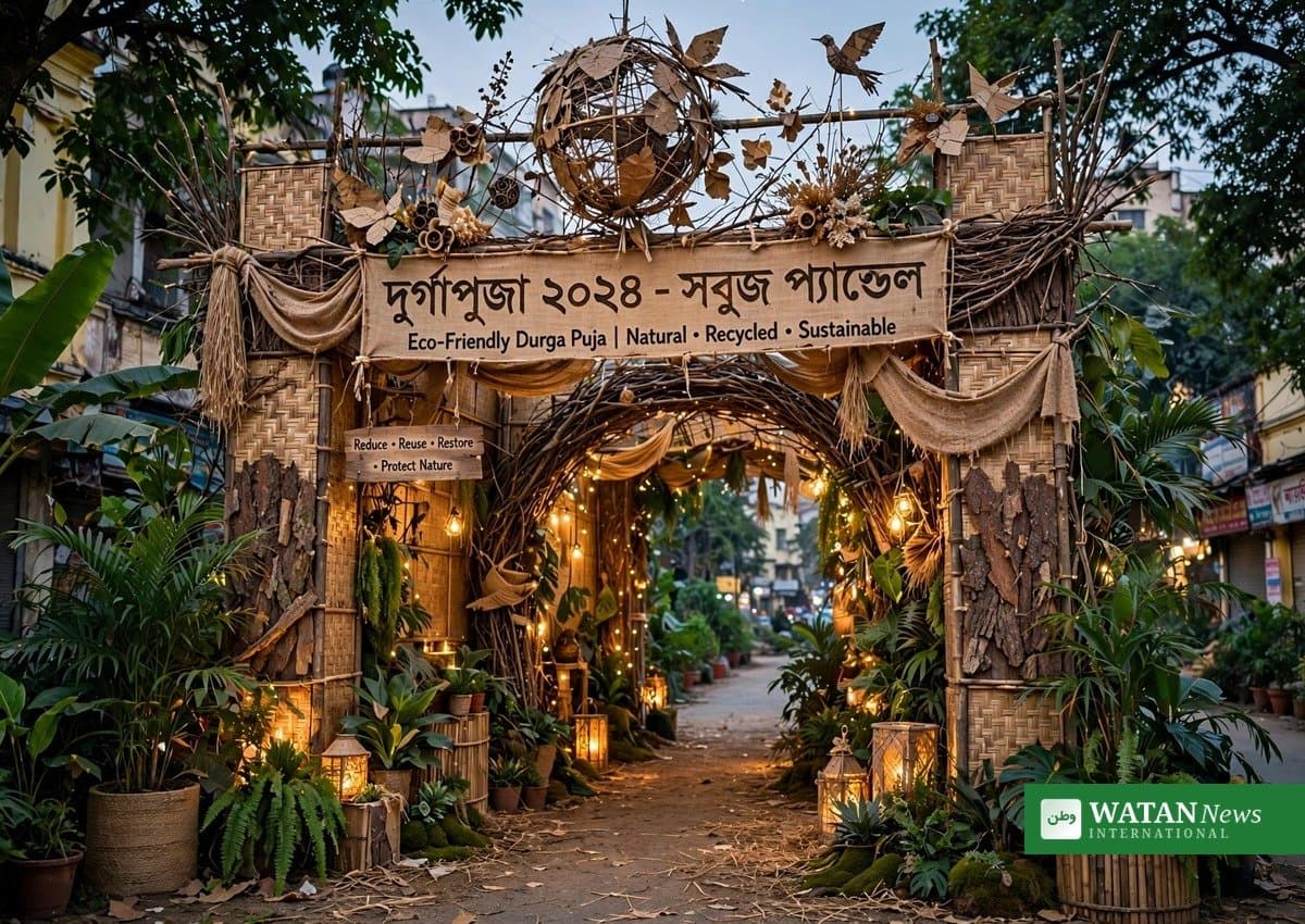 Kolkata’s ‘Jiyon Kathi’ Durga Puja Pandal: Waste Wood and Cloth Turn Into a Green Living Message